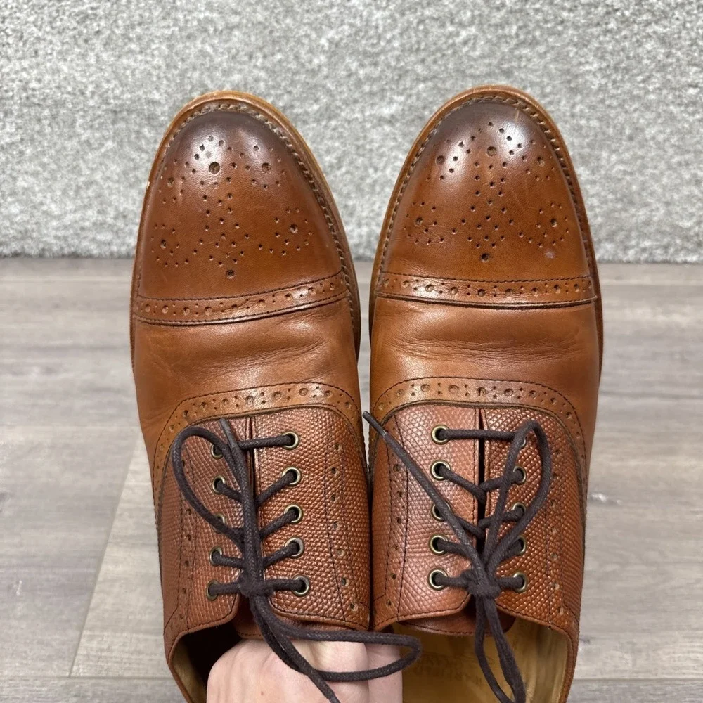 Warfield & Grand Topeka Tan Brown Leather‎ Cap Toe Brogue Oxford Mens 10.5 20904
